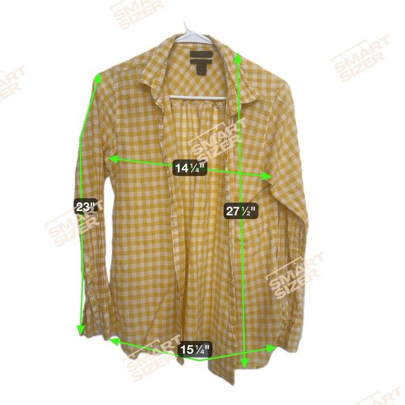 J.Crew Boy Fit Yellow Gingham Button-Up Shirt Size 6 Women’s Long Sleeve - Picture 4 of 4